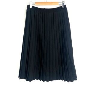 Carriage Court Vintage 80s Pleated Skirt Womens Size M Black Elastic Waist Retro